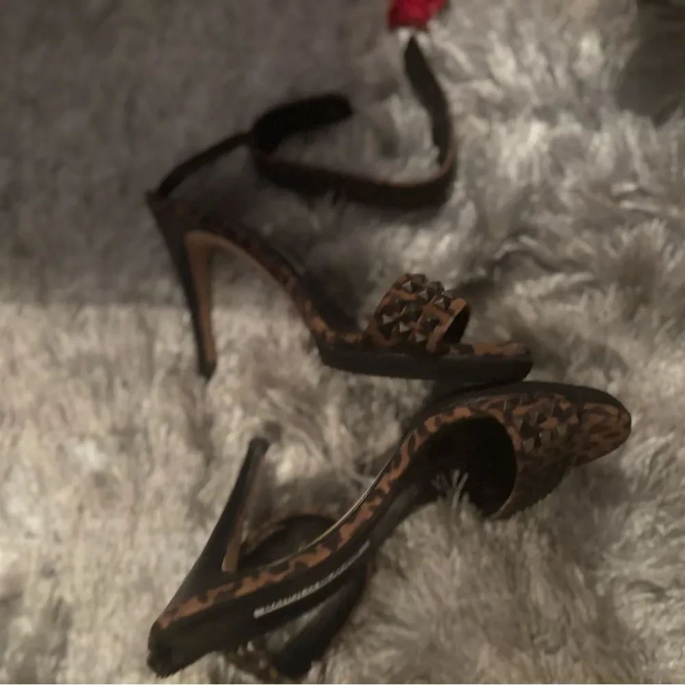 Manolo blahnik shoes animal print heels cuff ankle dress shoes studded sandals